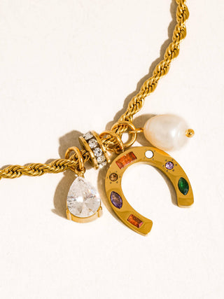 Western 18K Gold Non-Tarnish Horseshoe Charm Necklace-Necklaces-Flânerie by MAIQ-Summit Lane Boutique, Women's Apparel and Gifts located in Grand Rapids, MI