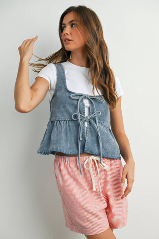Ruffled Hem Tie-Front Tank Top-Sleeveless-BUTTERMELON-Summit Lane Boutique, Women's Apparel and Gifts located in Grand Rapids, MI
