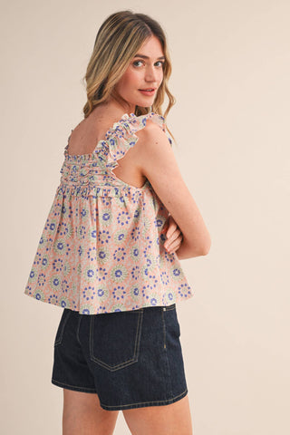 Ella Floral Babydoll Top-Sleeveless-&MERCI-Summit Lane Boutique, Women's Apparel and Gifts located in Grand Rapids, MI