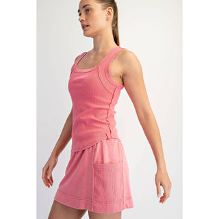 MINERAL WASHED COTTON RIB SLEEVELESS TANK-Rae Mode-Summit Lane Boutique, Women's Apparel and Gifts located in Grand Rapids, MI