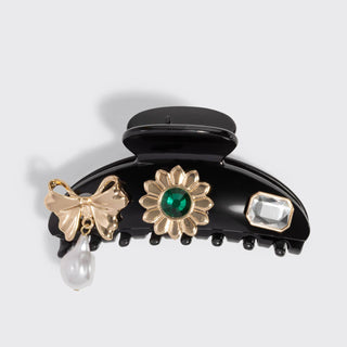 KitschPop™️ Curved Claw Clip 7pc Set Vintage - Black-Hair Accessories-KITSCH-Summit Lane Boutique, Women's Apparel and Gifts located in Grand Rapids, MI