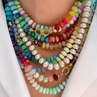 Natural Stone Semi-Precious Glass Mixed Necklace | 40NK9659-JOSSLYN by wall to wall-Summit Lane Boutique, Women's Apparel and Gifts located in Grand Rapids, MI