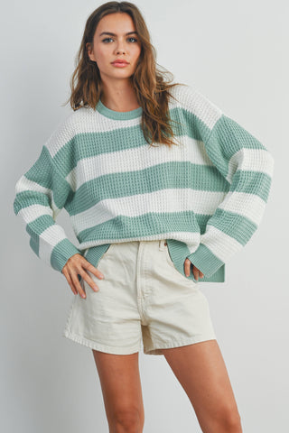 Marissa Striped Sweater-Long Sleeves-BUTTERMELON-Summit Lane Boutique, Women's Apparel and Gifts located in Grand Rapids, MI