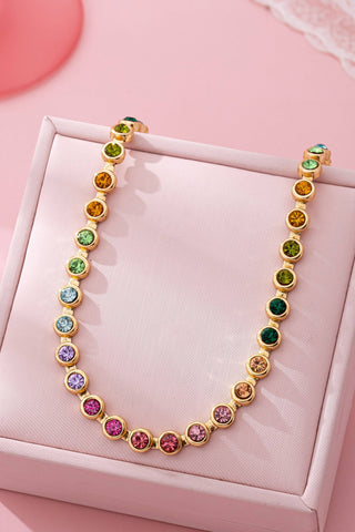 Rainbow Bezel-Set Gemstone Tennis Necklace-Necklaces-JOSSLYN by wall to wall-Summit Lane Boutique, Women's Apparel and Gifts located in Grand Rapids, MI