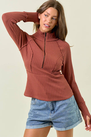 Magnolia Half Zip-Long Sleeves-Doe and Rae-Summit Lane Boutique, Women's Apparel and Gifts located in Grand Rapids, MI