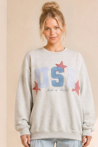 USA Patchwork Oversized Crewneck Top-Sweatshirt-Main Strip-Summit Lane Boutique, Women's Apparel and Gifts located in Grand Rapids, MI