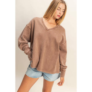 Rowan V Neck Sweatshirt-Sweatshirt-HYFVE-Summit Lane Boutique, Women's Apparel and Gifts located in Grand Rapids, MI