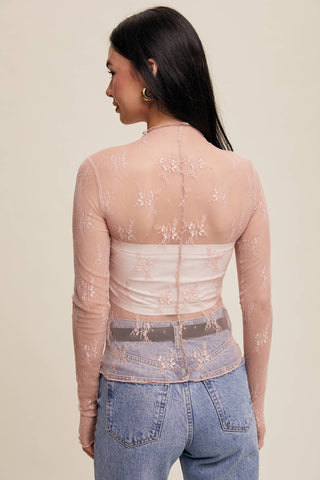 Sheer Lace Long-Sleeve Top-Long Sleeves-Listicle-Summit Lane Boutique, Women's Apparel and Gifts located in Grand Rapids, MI