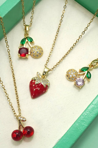 18K STAINLESS STEEL TARNISH FREE FRUIT NECKLACE-Necklaces-JOSSLYN by wall to wall-Summit Lane Boutique, Women's Apparel and Gifts located in Grand Rapids, MI