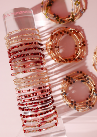 Charlotte Bracelet in Blush and Burgundy-Bracelets-Beaded Blondes-Summit Lane Boutique, Women's Apparel and Gifts located in Grand Rapids, MI