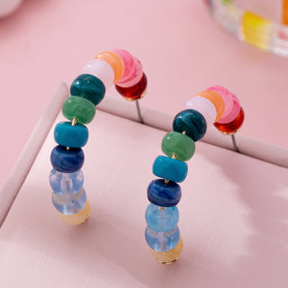 Rainbow Beaded Hoop Earrings-Earrings-JOSSLYN by wall to wall-Summit Lane Boutique, Women's Apparel and Gifts located in Grand Rapids, MI