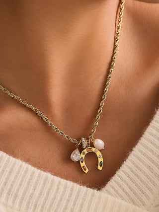 Western 18K Gold Non-Tarnish Horseshoe Charm Necklace-Necklaces-Flânerie by MAIQ-Summit Lane Boutique, Women's Apparel and Gifts located in Grand Rapids, MI
