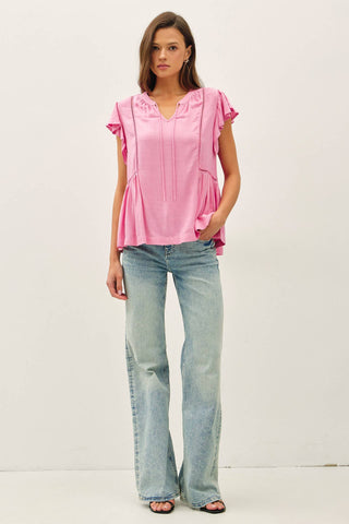 Aria Ruffle Sleeve top-Blouse-Be Cool-Summit Lane Boutique, Women's Apparel and Gifts located in Grand Rapids, MI