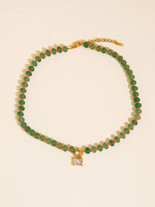 Annecy 18K Gold Non-Tarnish Boho Beaded CZ Necklace-Necklaces-Flânerie by MAIQ-Summit Lane Boutique, Women's Apparel and Gifts located in Grand Rapids, MI