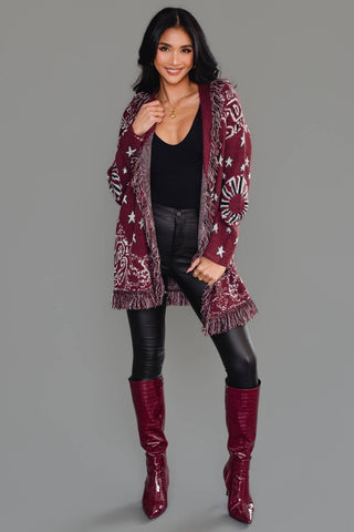 Bandana Nights Fringe Cardigan-Cardigans-Panache Apparel Co.-Summit Lane Boutique, Women's Apparel and Gifts located in Grand Rapids, MI