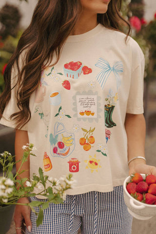 Summer Collage Mid Crop Graphic Tee-Graphic Tees-Whitney | Chaudoin Creations-Summit Lane Boutique, Women's Apparel and Gifts located in Grand Rapids, MI