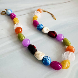 Color Pop Mixed Shape Beaded Necklace – Modern Statement-Necklaces-Ellison+Young-Summit Lane Boutique, Women's Apparel and Gifts located in Grand Rapids, MI