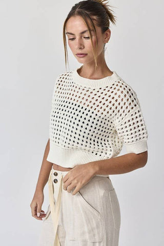 Alina Cropped Crochet Top-Short Sleeves-Papermoon-Summit Lane Boutique, Women's Apparel and Gifts located in Grand Rapids, MI