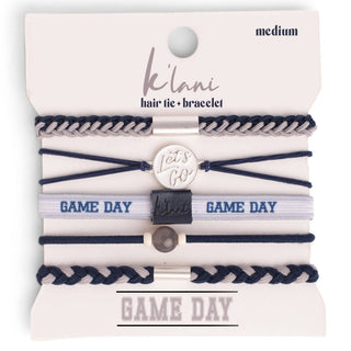 "Game Day" Navy & Gray Hair Tie Bracelets-Bracelets-K'lani hair tie bracelets-Summit Lane Boutique, Women's Apparel and Gifts located in Grand Rapids, MI