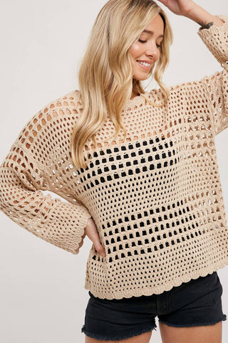 Ariel Open Knit Pullover-Sweaters-Bluivy-Summit Lane Boutique, Women's Apparel and Gifts located in Grand Rapids, MI