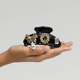 KitschPop™️ Curved Claw Clip 7pc Set Vintage - Black-Hair Accessories-KITSCH-Summit Lane Boutique, Women's Apparel and Gifts located in Grand Rapids, MI