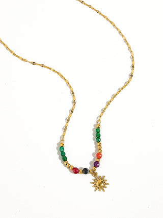 Olimpia 18K Gold Sun Necklace with Beads-Necklaces-Flânerie by MAIQ-Summit Lane Boutique, Women's Apparel and Gifts located in Grand Rapids, MI