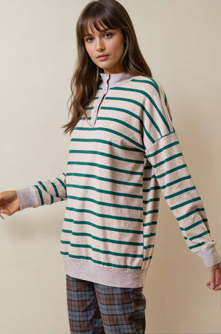 Sadie Striped Henley-pullover-Doe and Rae-Summit Lane Boutique, Women's Apparel and Gifts located in Grand Rapids, MI