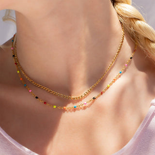 18K Gold PVD Stainless Steel Multi Confetti Chain Necklace-Necklaces-WJW-Summit Lane Boutique, Women's Apparel and Gifts located in Grand Rapids, MI