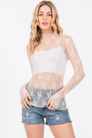 Reese Lace Mesh Top-Long Sleeves-Sewn and Seen-Summit Lane Boutique, Women's Apparel and Gifts located in Grand Rapids, MI