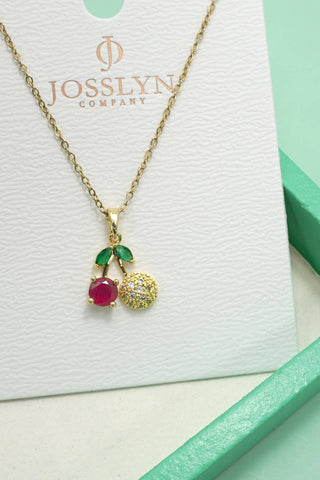 18K STAINLESS STEEL TARNISH FREE FRUIT NECKLACE-Necklaces-JOSSLYN by wall to wall-Summit Lane Boutique, Women's Apparel and Gifts located in Grand Rapids, MI