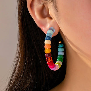 Multi-Color Beaded Hoop Earrings | 80E62019-JOSSLYN by wall to wall-Summit Lane Boutique, Women's Apparel and Gifts located in Grand Rapids, MI