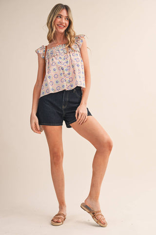Ella Floral Babydoll Top-Sleeveless-&MERCI-Summit Lane Boutique, Women's Apparel and Gifts located in Grand Rapids, MI
