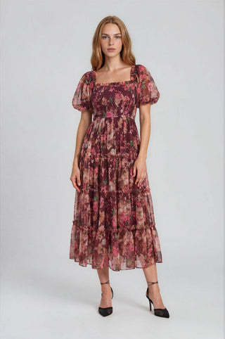The Rosalie Floral Midi Dress-Dresses-Blu Pepper-Summit Lane Boutique, Women's Apparel and Gifts located in Grand Rapids, MI