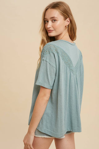 The Laurel Lace Henley-Short Sleeves-In Loom-Summit Lane Boutique, Women's Apparel and Gifts located in Grand Rapids, MI