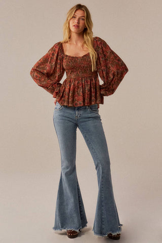 Autumn Romance Smocked Top-Blouse-Promesa USA-Summit Lane Boutique, Women's Apparel and Gifts located in Grand Rapids, MI