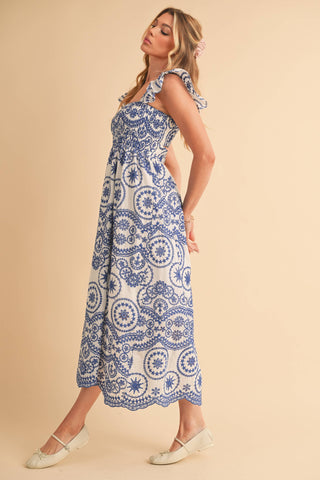 Santorini Sprtiz Midi Dress-Dresses-AEMI + CO-Summit Lane Boutique, Women's Apparel and Gifts located in Grand Rapids, MI
