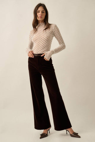 Dotted Mesh Mock Neck Top-Long Sleeves-Promesa USA-Summit Lane Boutique, Women's Apparel and Gifts located in Grand Rapids, MI