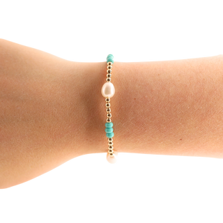 Turquoise Pearl Poppi Bracelet-Bracelets-Beaded Blondes-Summit Lane Boutique, Women's Apparel and Gifts located in Grand Rapids, MI