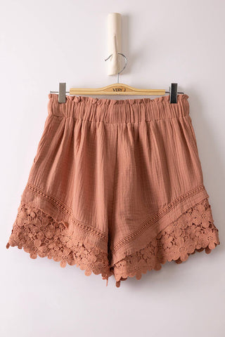 Sophie Lace Trim Shorts-Shorts-VERY J-Summit Lane Boutique, Women's Apparel and Gifts located in Grand Rapids, MI