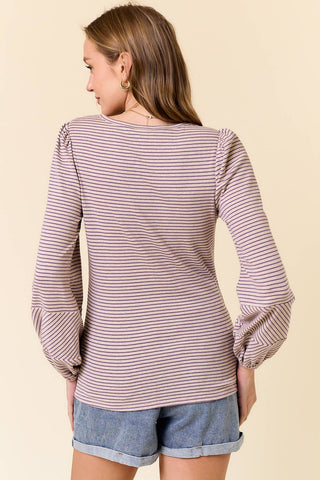 Winnie Bubble Sleeve Top-Long Sleeves-Doe and Rae-Summit Lane Boutique, Women's Apparel and Gifts located in Grand Rapids, MI