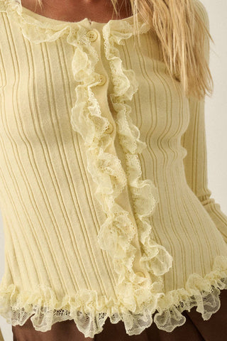 Buttercream Lace Ribbed Top-Cardigans-Promesa USA-Summit Lane Boutique, Women's Apparel and Gifts located in Grand Rapids, MI