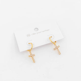 Taryn Diamond Cross Earrings - WATERPROOF-Earrings-Pretty Simple-Summit Lane Boutique, Women's Apparel and Gifts located in Grand Rapids, MI