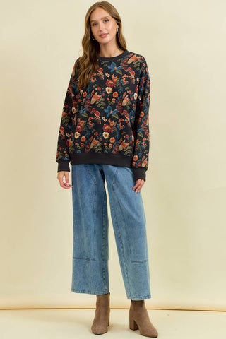 The Autumn Garden Floral Pullover-pullover-Doe and Rae-Summit Lane Boutique, Women's Apparel and Gifts located in Grand Rapids, MI