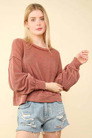 Waverly Two Tone Oversized Top-Long Sleeves-VERY J-Summit Lane Boutique, Women's Apparel and Gifts located in Grand Rapids, MI