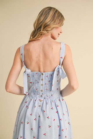 CHERRY GINGHAM MIDI DRESS-&MERCI-Summit Lane Boutique, Women's Apparel and Gifts located in Grand Rapids, MI
