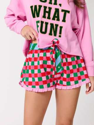 Checkered Boxer Shorts-Lounge Pants-Shiraleah-Summit Lane Boutique, Women's Apparel and Gifts located in Grand Rapids, MI