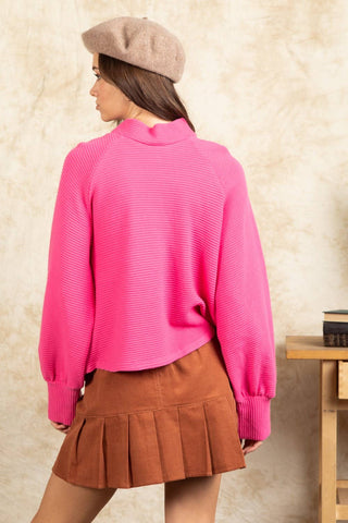 Mock Neck Textured Knit Top-Sweaters-VERY J-Summit Lane Boutique, Women's Apparel and Gifts located in Grand Rapids, MI