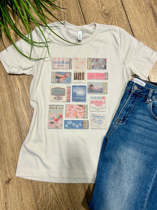 Vintage Match Box Graphic Tee-Graphic Tees-Willow Poppy-Summit Lane Boutique, Women's Apparel and Gifts located in Grand Rapids, MI