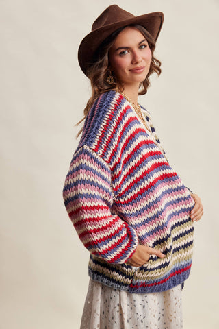Color Me Cozy Striped Cardigan-Cardigans-Listicle-Summit Lane Boutique, Women's Apparel and Gifts located in Grand Rapids, MI