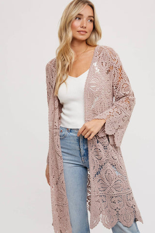 Crochet Bell Sleeve Cardigan-Cardigans-Bluivy-Summit Lane Boutique, Women's Apparel and Gifts located in Grand Rapids, MI